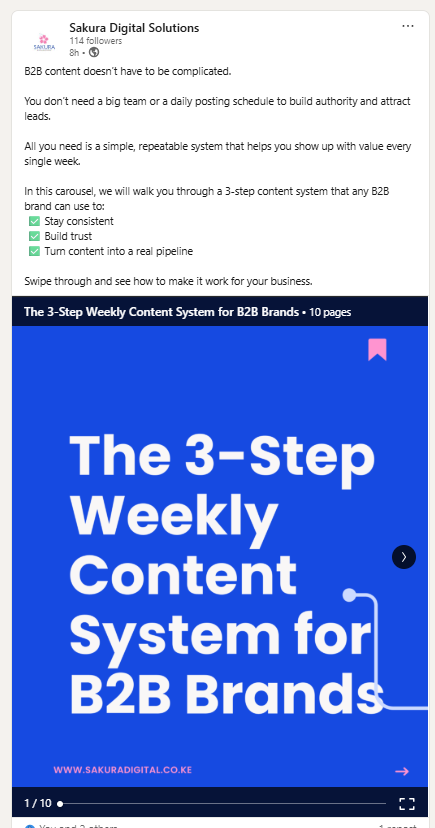 LinkedIn Marketing in Kenya, carousel post